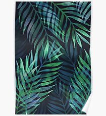 Dark green palms leaves pattern Poster