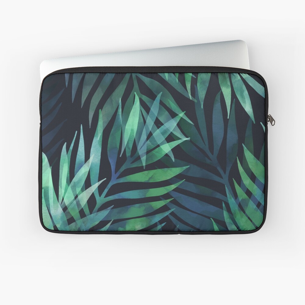 Dark green palms leaves pattern Laptop Sleeve