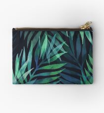 Dark green palms leaves pattern Studio Pouch