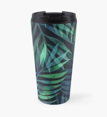 Dark green palms leaves pattern Travel Mug
