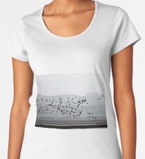 Barnacle geese buzz the Solway mud flats Women's Premium T-Shirt