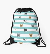 French Bulldog stripes Drawstring Bag