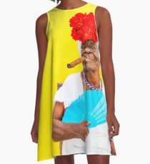 Cuban Woman In Havana With Cigar A-Line Dress