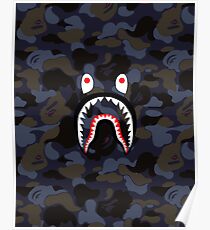 Bape Shark Camo Blue Pattern Poster