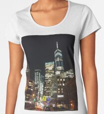 Building, Skyscraper, New York, Manhattan, Street, Pedestrians, Cars, Towers, morning, trees, subway, station, Spring, flowers, Brooklyn Women's Premium T-Shirt