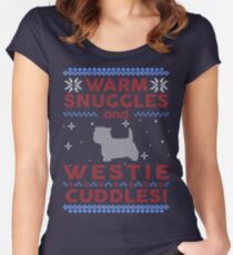 Camiseta entallada de cuello redondo Westie Ugly Christmas Sweater