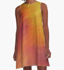 Abstract Painting of Orange,Yellow and Red A-Line Dress