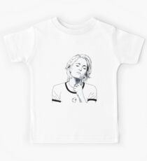 Simply Drawing Gillian Anderson A black and white by Mimie Kids Tee