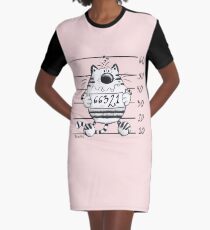 Cool Wanted Cat - Prison Kitty Graphic T-Shirt Dress