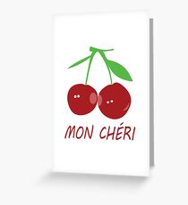 Mon Cheri My Darling Red Cherries Greeting Card