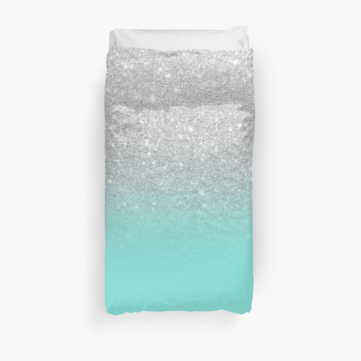 Modern Silver Glitter Ombre Teal Ocean Duvet Cover By Girlytrend