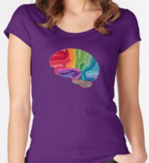Embroidered Look - Rainbow Brain Fitted Scoop T-Shirt