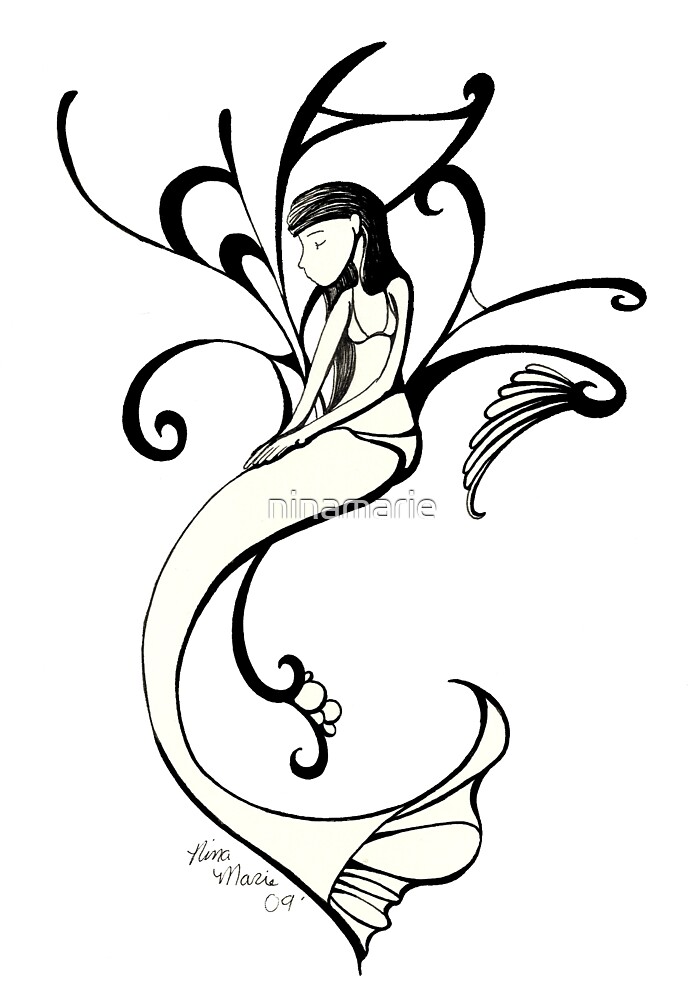 "mermaid outline" by ninamarie | Redbubble