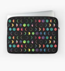 Rainbow Moon Phases - black background Laptop Sleeve