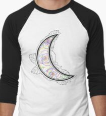 Hand Painted Watercolor Moon Roses Outlines Men's Baseball ¾ T-Shirt