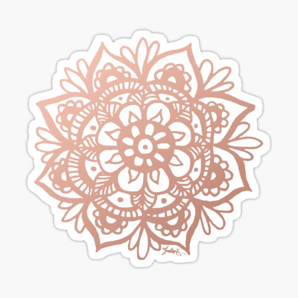 Rose Gold Mandala Flower Glossy Sticker
