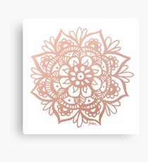 Lienzo metálico Mandala de oro rosa