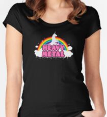 HEAVY METAL! (Funny Unicorn / Rainbow Mosh Parody Design) Women's Fitted Scoop T-Shirt