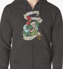 Sudadera con capucha y cremallera Alan-A-Dale Gallo: OO-De-Lally Golly Qué día tatuaje Acuarela Robin Hood