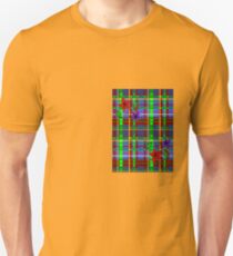 Check on blue with flowers and swirlz Unisex T-Shirt
