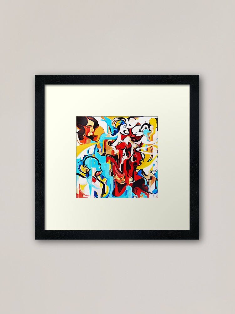 Alternate view of Expressive Abstract People Music Composition painting Framed Art Print