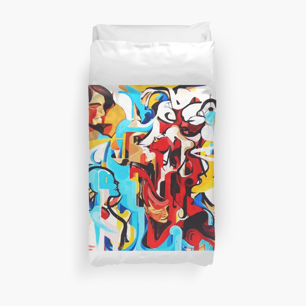 Expressive Abstract People Music Composition painting Duvet Cover