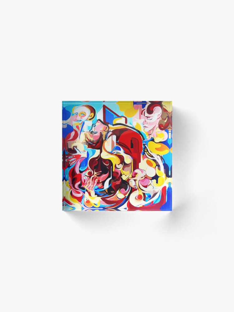 Alternate view of Expressive Abstract People Music Composition painting Acrylic Block