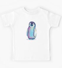Colorful chubby penguin, watercolor art Kids Tee