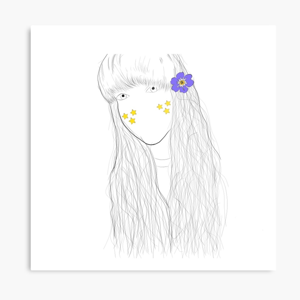 Tumblr Flower Star Girl Drawing Metal Print By Goodvibeonline