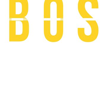 BOS Boston Massachusetts Travel Souvenir Yellow Text Zip Hoodie