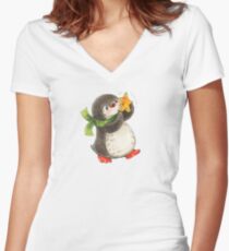 penguin Women's Fitted V-Neck T-Shirt