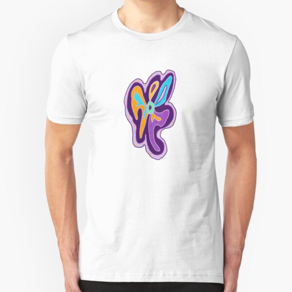 Purple Freeform Flower Slim Fit T-Shirt
