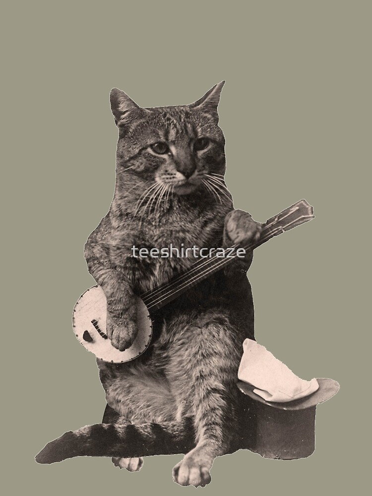 cat playing banjo t shirt