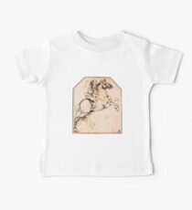 DRAWING OF A HORSE RIDER IN PALE PINK Leonardo da Vinci Baby Tee