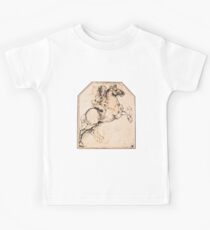DRAWING OF A HORSE RIDER IN PALE PINK Leonardo da Vinci Kids Tee
