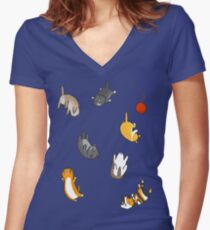 Kitten Rain Women's Fitted V-Neck T-Shirt