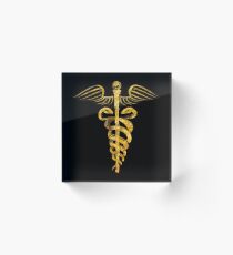 Caduceus Symbol - Gold Edition Acrylic Block
