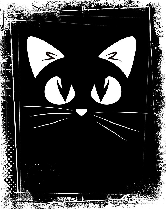 "Black Cat White Eyes Miaow" by tanabe Redbubble