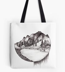 Idyllic Mountain Ink Drawing Tote Bag