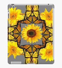 WESTERN STYLE YELLOW SUNFLOWERS & ORANGE MONARCH BUTTERFLIES iPad Case/Skin