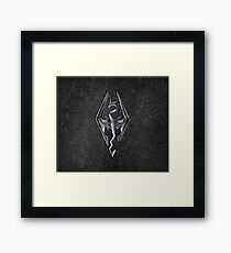 Skyrim Logo - Iron Embossed in Granite Framed Print