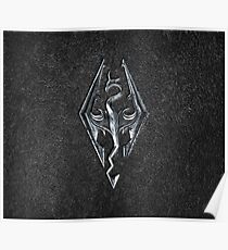 Skyrim Logo - Iron Embossed in Granite Poster