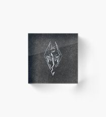 Skyrim Logo - Iron Embossed in Granite Acrylic Block