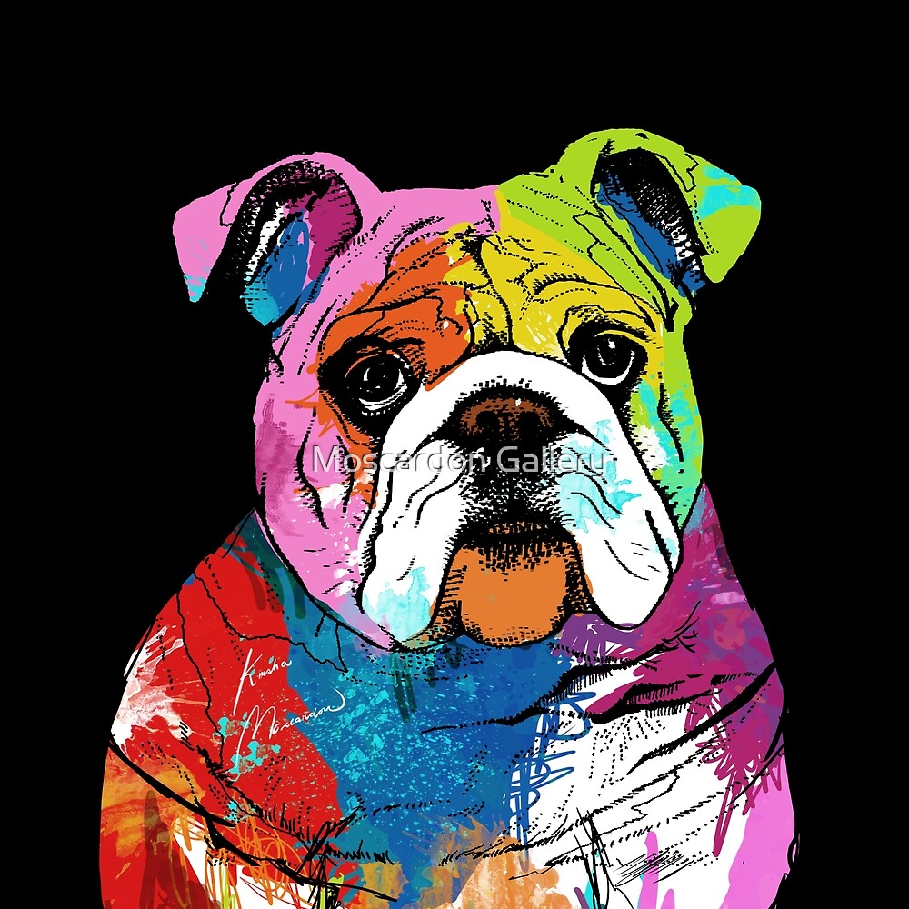 "Bulldog Abstract Dog Art" by Moscardon Gallery Redbubble