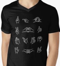 Hand Signals - White Men's V-Neck T-Shirt