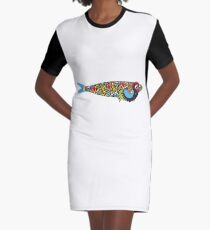 Symbols of Portugal - Cool Rooster Sardine Mix Graphic T-Shirt Dress
