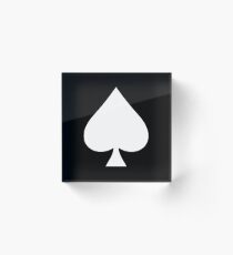 ACE, Ace of Spades, WHITE, Music, Motorbike, Hells Angels, Gang, Gamble, Cards, White on Black Acrylic Block