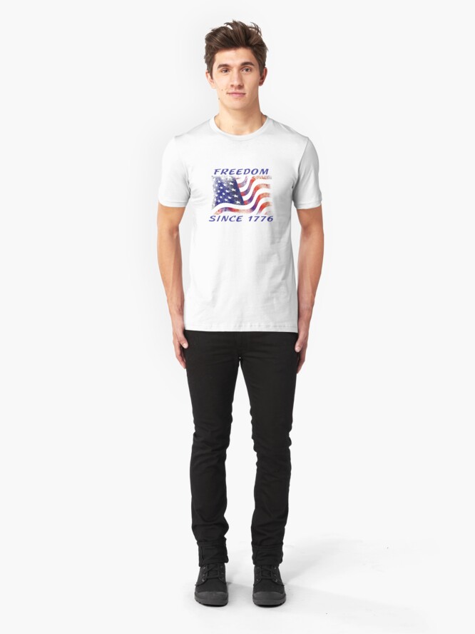 Alternate view of Freedom Since 1776 USA Patriotic Tee and Things Slim Fit T-Shirt
