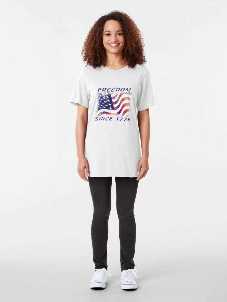 Alternate view of Freedom Since 1776 USA Patriotic Tee and Things Slim Fit T-Shirt