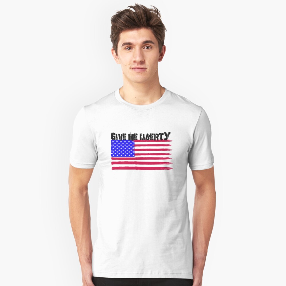 Give Me Liberty Patriotic U.S. Flag Slim Fit T-Shirt